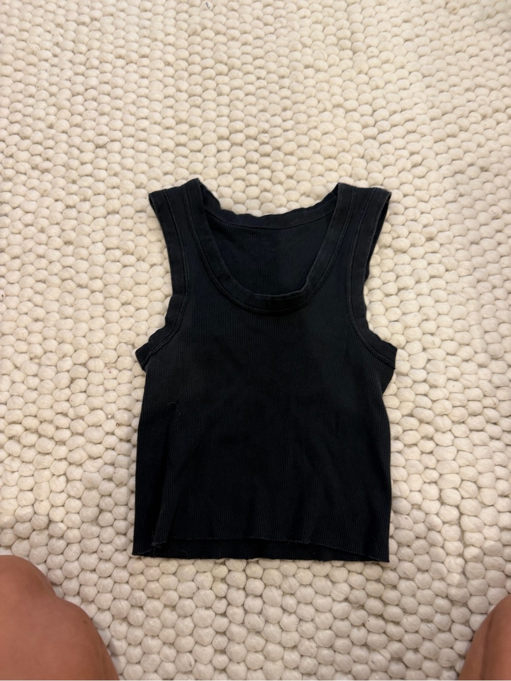 Brandy Melville Black Ribbed Scoop Tank